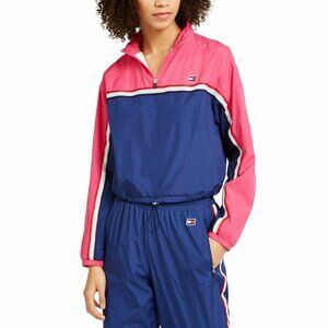 NWT TOMMY HILFIGER SPORT Women's S L Jacket Windbreaker Top Pink Blue 1/4-zip